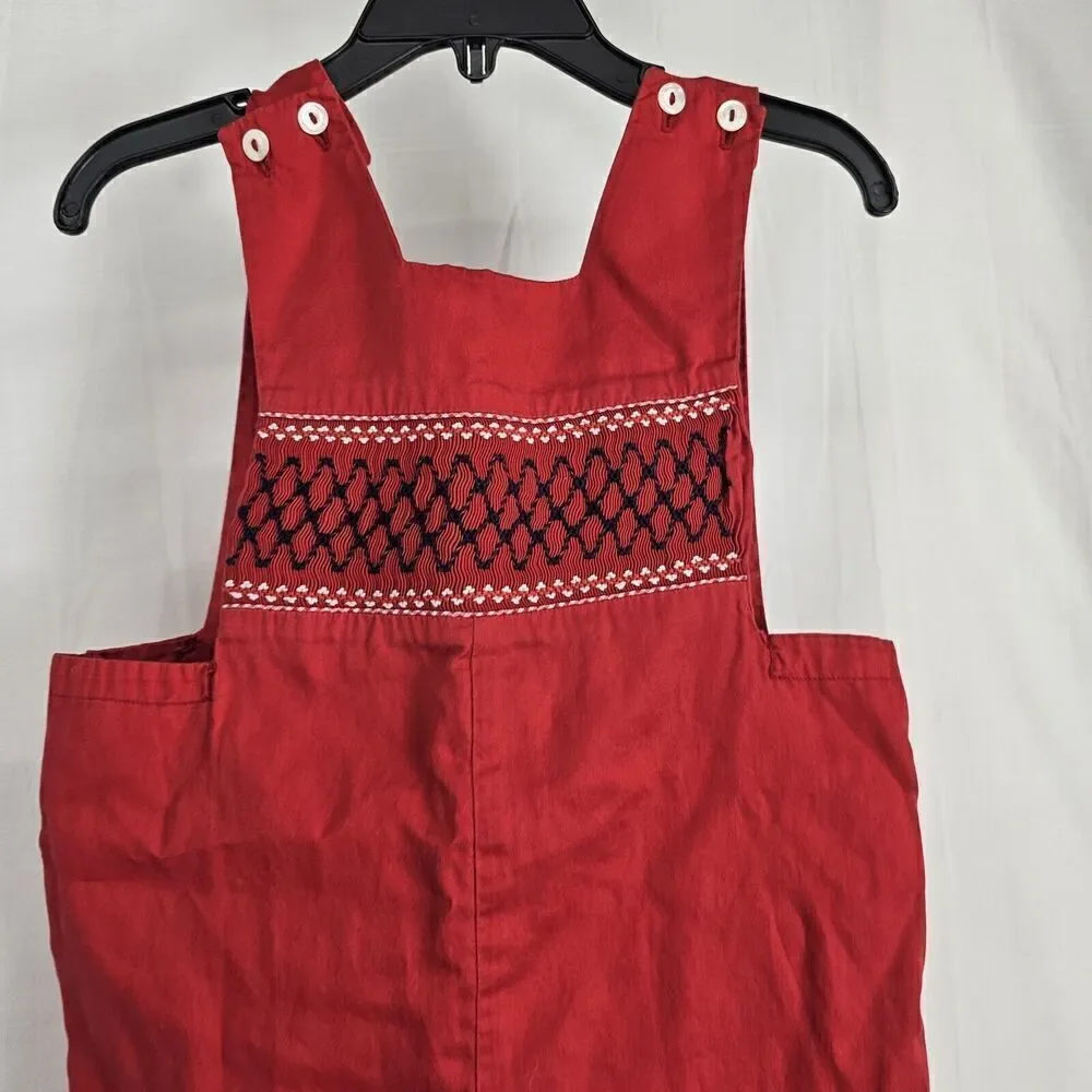 Vintage Red Smocked Jon Jon Meredith's Closet Toddler Boy Size 2 Red Navy